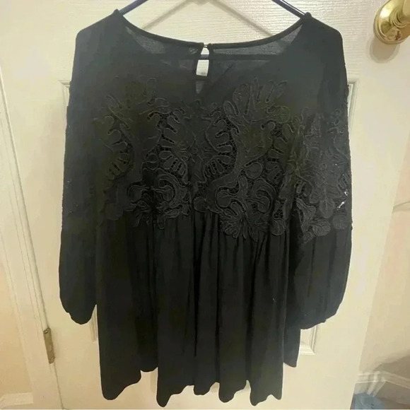 Anthropologie Deletta Long Sleeve Black Lace Desi Top Medium Beautiful - Picture 8 of 11